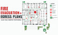 design fire evacuation plan, egress map and fire escape plan with emergency exit