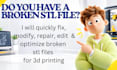 quickly fix, modify, repair, edit and optimize broken stl files for 3d printing