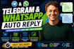 set up whatsapp and telegram auto reply chatbot