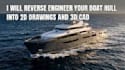 reverse engineer your boat hull into 2d drawings and 3d cad