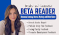 beta read, critique novel, romance beta reader, fantasy thriller beta reader