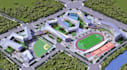 3d baseball field,convenince shop,parking layout,cgi seating area,3ds max render