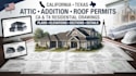 do attic remodel,home addition and roof modification permit drawing set in ca,tx