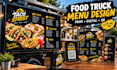design food truck menu, digital menu board and qr code menu