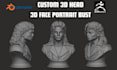 sculpt custom 3d head 3d bust 3d face model action figurine 3d potrait 3d sculpt