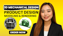 do 3d cad model, 3d mechanical design and 3d product rendering in solidworks