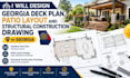 design georgia deck plan, patio layout and structural construction drawing