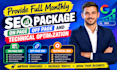 provide full monthly SEO package on page off page and technical optimization