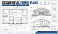 draft residential permit drawings, blueprints with construction plans