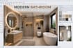 design modern bathroom 3d interior, 3d rendering and sketchup floor plan layout