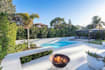 do landscape garden design with backyard design and pool patio 3d rendering