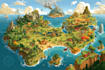 create a vector cartoon or flat style map