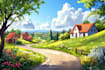 create a landscape and urban vector art illustration