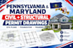 create pennsylvania maryland civil structural permit drawings