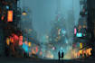 create a cinematic sci fi city concept art with futuristic environments