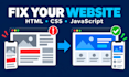 fix HTML CSS javascript bugs and responsive issues
