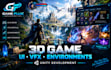 design 3d game UI UX, vfx and environments in unity