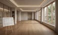 create a modern yoga studio layout focused on flow