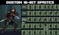 create high quality 16 bit pixel art characters sprites and sprite sheet
