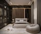 3d modern master bedroom interior design, custom wardrobe, wall panel cgi render