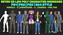 create rig retro ps1 psx ps2 low poly 3d character and anime low poly character