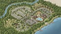 design campground map, campsite layout, isometric map illlustration