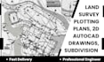 create land survey plotting plans, 2d autocad drawings, subdivision maps