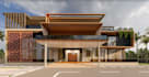 visualize 3d modern terraced villa,home elevation,high resolution balcony render