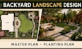 design backyard landscape layout, master plan, planting site plan, garden design