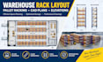 design warehouse rack layout, pallet racking plan and cad elevations