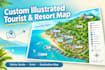 design a custom illustrated tourist map and resort visitor guide