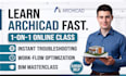 teach archicad lessons and troubleshooting and how to make interior