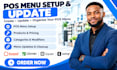 create and update pos system menu on toast pos, clover pos square pos and sumup