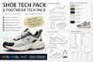 create shoe tech pack, footwear tech pack and technical drawings