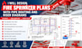 design fire sprinkler plans with pipe routing and riser diagrams