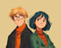 create anime couple illustration