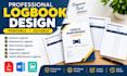 design a professional printable and editable business logbook