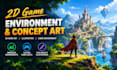 create 2d game environment, game concept art and illustration, 2d game art