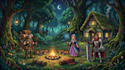 draw painterly pixel art background illustration scences and character sprites