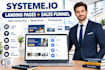 create systeme io landing pages and sales funnel