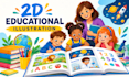 illustrate 2d educational children books, textbooks and learning material