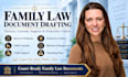 draft divorce papers, child custody petitions and parenting plans