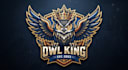 make owl king mascot logo design with company