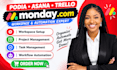 set up podia, asana, trello and mondaycom workflows