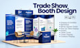 custom trade show booth design, exhibition stand, backdrop, print ready graphics