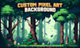create pixel art background, game landscape, scenery and environment