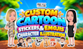 create custom cartoon stickers, emoji and character illustrations