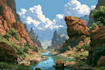 make amazing fantasy landscape illustration