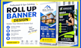 design real estate, gym, restaurant, travel or any business roll up banner