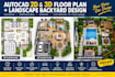 do autocad 2d floor plan, 3d floor plan design, landscape backyard design
